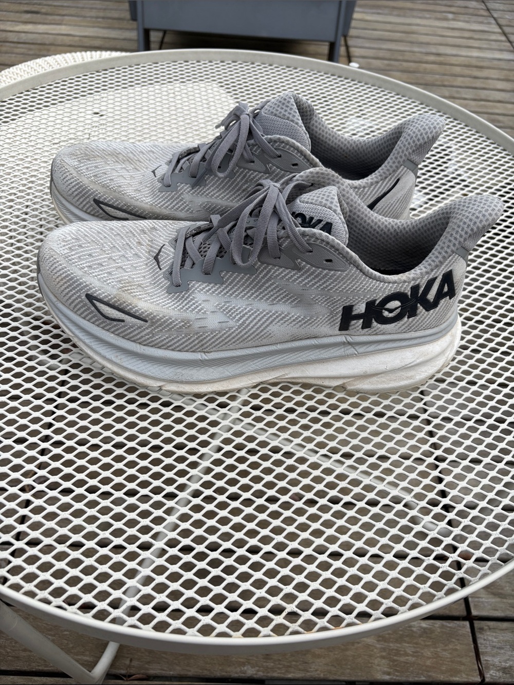 Hoka Clifton 9 Light Gray Running Sneakers
